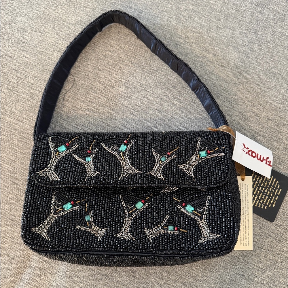 Viral Black Beaded Martini Bag
